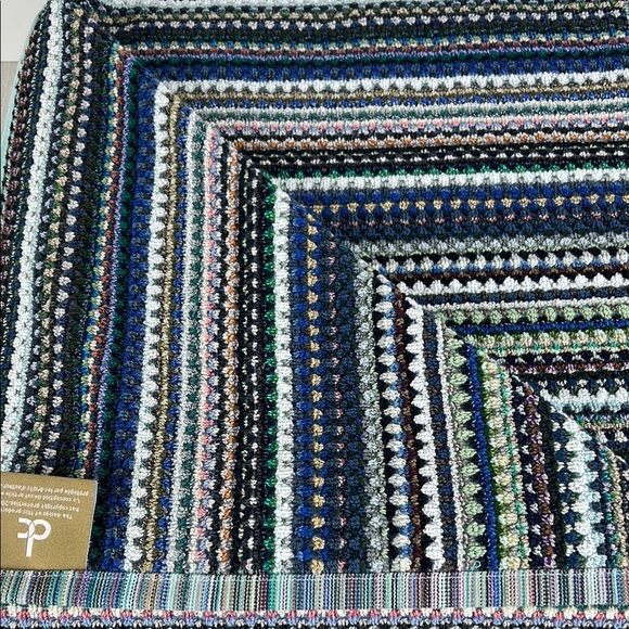 Deborah Connolly Bath Towel Set Striped Blue and Green 100% Cotton 2 Pc Set NEW - Picture 6 of 7